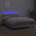 Łóżko kontynentalne, materac i LED cappuccino 140x190 cm