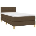 Łóżko kontynentalne z materacem, brązowe, tkanina, 100x200 cm