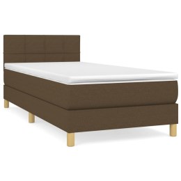 Łóżko kontynentalne z materacem, brązowe, tkanina, 90x190 cm