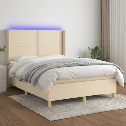 Łóżko kontynentalne z materacem, kremowe, 140x200 cm, tkanina