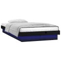 Rama łóżka z LED, czarna, 90x200 cm, lite drewno