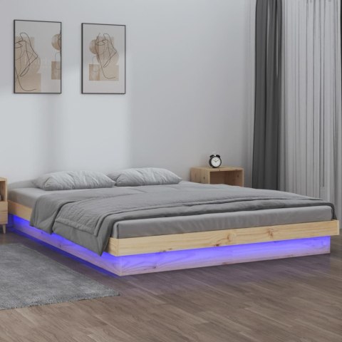 Rama łóżka z LED, 160x200 cm, lite drewno