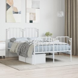 Metalowa rama łóżka z wezgłowiem i zanóżkiem, biała, 120x190 cm