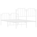 Metalowa rama łóżka z wezgłowiem i zanóżkiem, biała, 120x190 cm