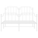 Metalowa rama łóżka z wezgłowiem i zanóżkiem, biała, 135x190 cm