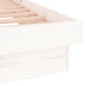 Rama łóżka z LED, biała, 100x200 cm, lite drewno
