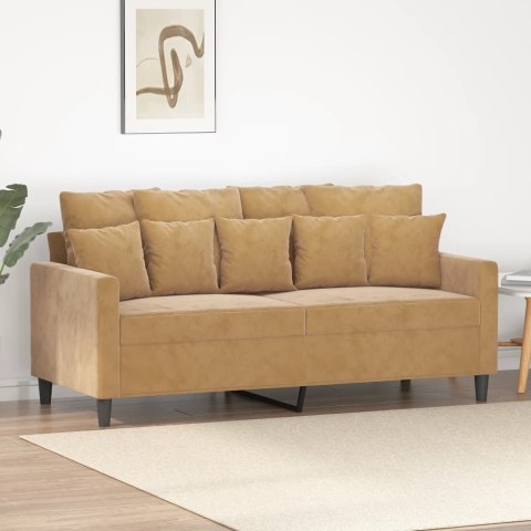 Sofa 2-osobowa, brązowa, 140 cm, tapicerowana aksamitem