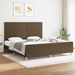 Rama łóżka z zagłówkiem, ciemnobrązowa 180x200 cm obita tkaniną