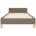 Rama łóżka z zagłówkiem, kolor taupe, 90x200 cm, obita tkaniną