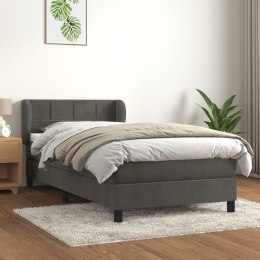 Łóżko kontynentalne z materacem, ciemnoszary aksamit, 80x200 cm