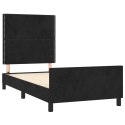 Rama łóżka z zagłówkiem, czarna, 80x200 cm, aksamitna