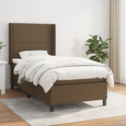 Łóżko kontynentalne z materacem, brązowe, tkanina, 80x200 cm