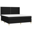 Łóżko kontynentalne z materacem, czarne, tkanina 160x200 cm