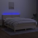 Łóżko kontynentalne z materacem, kremowe, 140x190 cm, tkanina