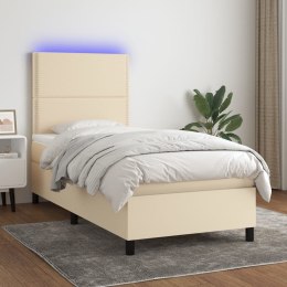 Łóżko kontynentalne z materacem, kremowe, 80x200 cm, tkanina