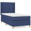 Łóżko kontynentalne z materacem, niebieskie, tkanina, 90x190 cm