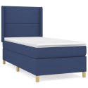 Łóżko kontynentalne z materacem, niebieskie, tkanina, 90x200 cm
