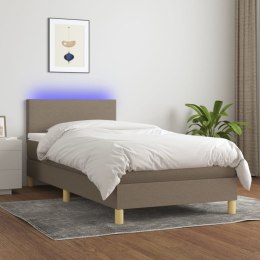 Łóżko kontynentalne z materacem, taupe, 80x200 cm, tkanina