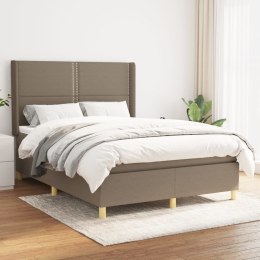 Łóżko kontynentalne z materacem, taupe, tkanina, 140x190 cm