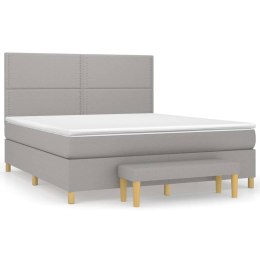Łóżko kontynentalne z materacem, jasnoszare, tkanina 160x200 cm