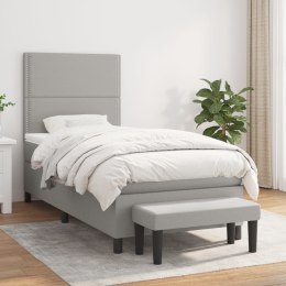 Łóżko kontynentalne z materacem, jasnoszare, tkanina, 80x200 cm