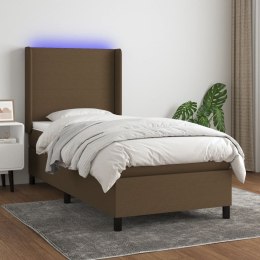 Łóżko kontynentalne z materacem, brązowe, 90x190 cm, tkanina