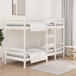 Łóżko piętrowe, białe, 90x190 cm, lite drewno sosnowe