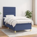 Łóżko kontynentalne z materacem, niebieskie, tkanina 100x200 cm