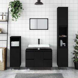 Szafka łazienkowa, czarna, 80x33x60 cm, materiał drewnopochodny