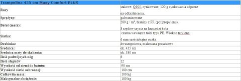 Trampolina Ogrodowa Jumpi 435cm/14FT Maxy Comfort Plus Pomarańczowa Z Wewnętrzną Siatką