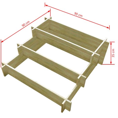 Donica 3 poziomowa, 90 x 90 x 35 cm, impregnowane drewno Donica 3 poziomowa, 90 x 90 x 35 cm, impregnowane drewno