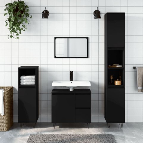 Szafka łazienkowa, czarna, 65x33x60 cm, materiał drewnopochodny