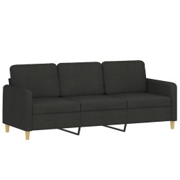 Sofa 3-osobowa, czarna, 180 cm, tapicerowana tkaniną