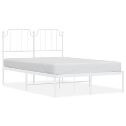 Metalowa rama łóżka z wezgłowiem, biała, 120x200 cm