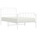 Metalowa rama łóżka z wezgłowiem i zanóżkiem, biała, 100x190 cm