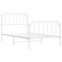 Metalowa rama łóżka z wezgłowiem i zanóżkiem, biała, 100x190 cm