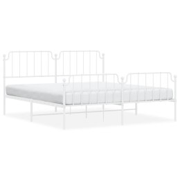 Metalowa rama łóżka z wezgłowiem i zanóżkiem, biała, 160x200 cm