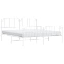 Metalowa rama łóżka z wezgłowiem i zanóżkiem, biała, 160x200 cm