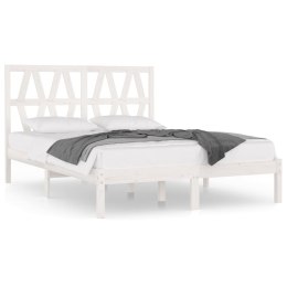 Rama łóżka, biała, lite drewno sosnowe, 140x190 cm