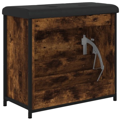 Ławka na buty z uchylaną szufladą, przydymiony dąb, 62x32x56 cm