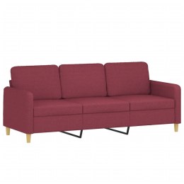 Sofa 3-osobowa, winna czerwień, 180 cm,tapicerowana tkaniną