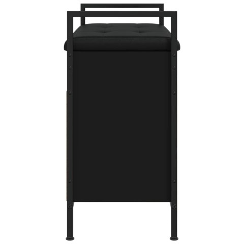 Ławka na buty, czarna, 65,5x32x57,5 cm, materiał drewnopochodny