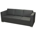 3-osobowa sofa tapicerowana tkaniną, ciemnoszara