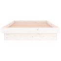 Rama łóżka z LED, biała, 90x190 cm, pojedyncza, lite drewno
