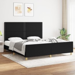 Rama łóżka z zagłówkiem, czarna, 180x200 cm, obita tkaniną