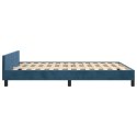 Rama łóżka z zagłówkiem, ciemnoniebieska, 140x190 cm, aksamitna