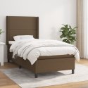 Łóżko kontynentalne z materacem, brązowe, tkanina, 90x190 cm