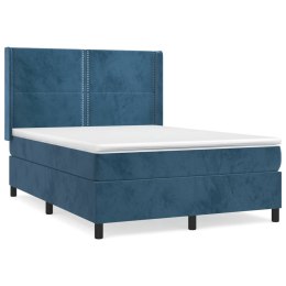 Łóżko kontynentalne z materacem, ciemnoniebieskie, 140x200 cm