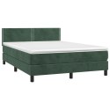 Łóżko kontynentalne z materacem i LED zielony aksamit 140x200cm