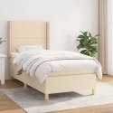 Łóżko kontynentalne z materacem, kremowe, tkanina, 90x200 cm